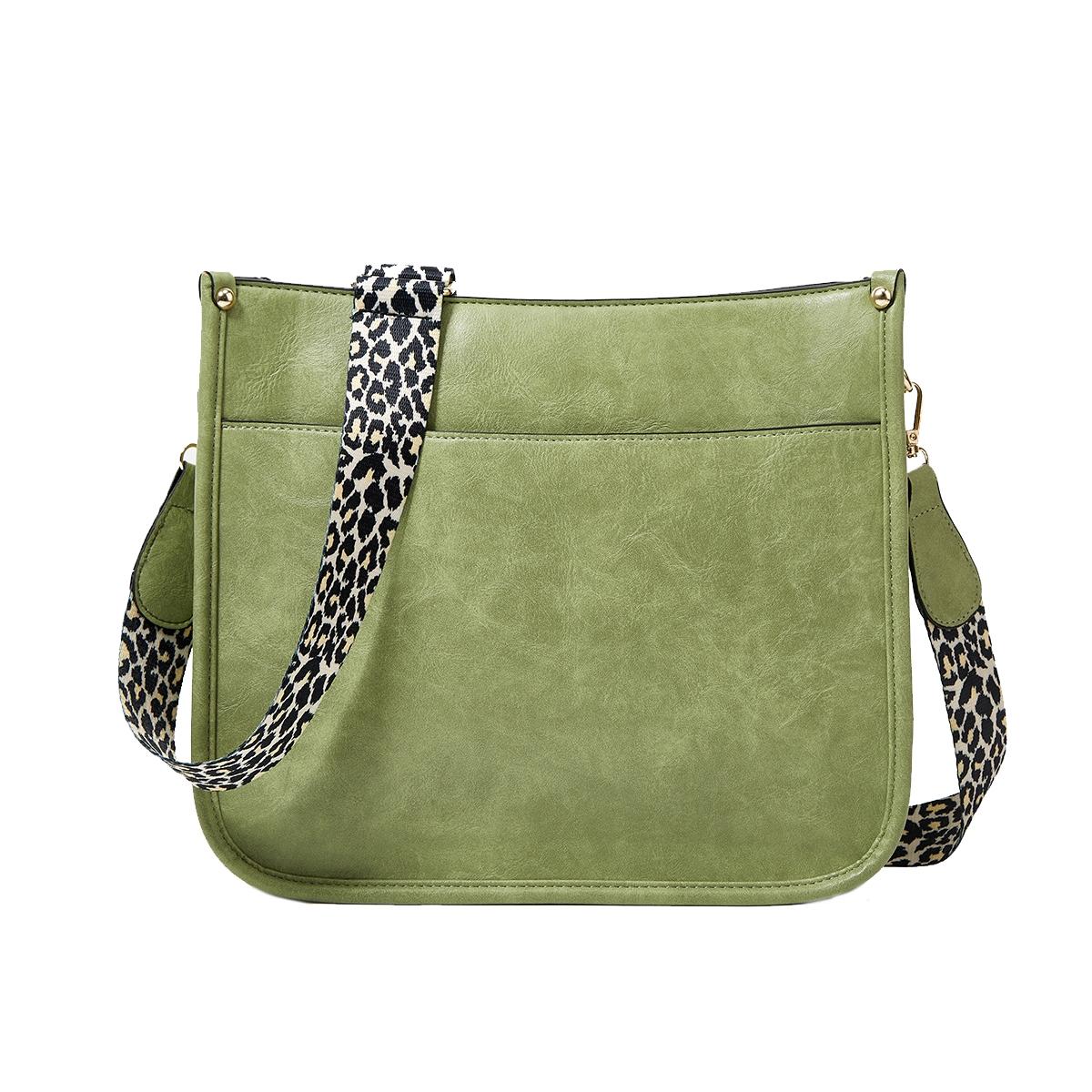V562-D1084343060DBT-202505191541-00 Leopard Print Waterproof Crossbody Tote Bag - Green - Image 1