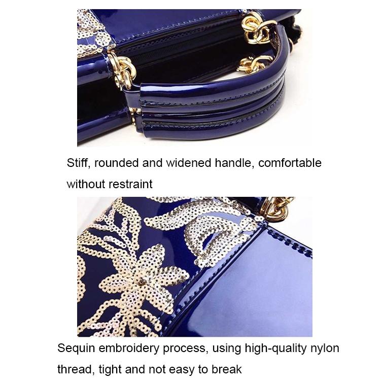 V562-D1088132060DBT-202503041335-06 Shiny Leather Handbag with Single-sided Embroidery - Rice-White - Image 7