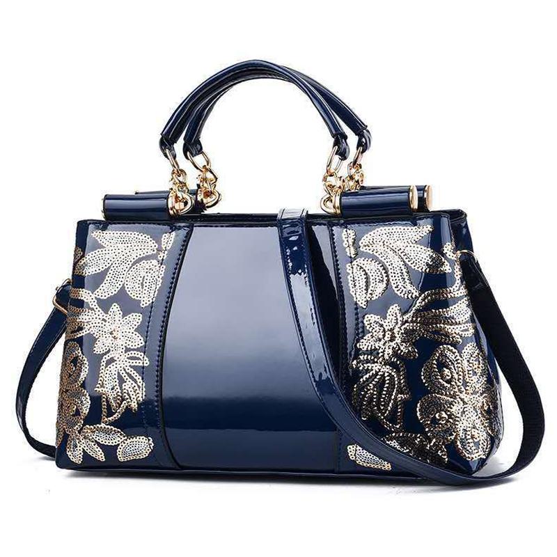 V562-D1088132060DBT-202503041335-11 Shiny Leather Handbag with Single-sided Embroidery - Rice-White - Image 12