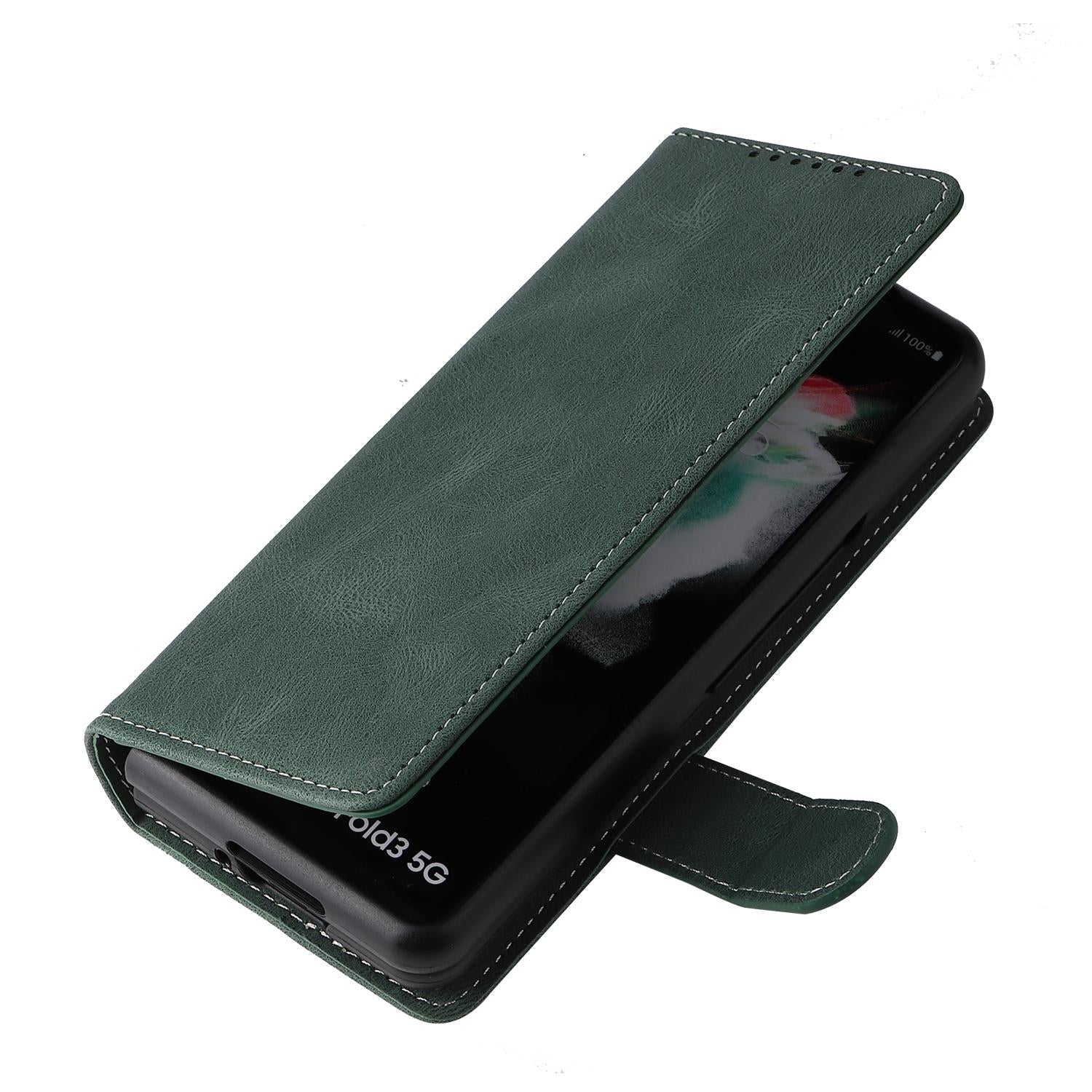 V562-D109206300ADE-202503211352-03 For Samsung Galaxy Z Fold4 5G Foldable Leather Case - Detachable - Black - Image 4