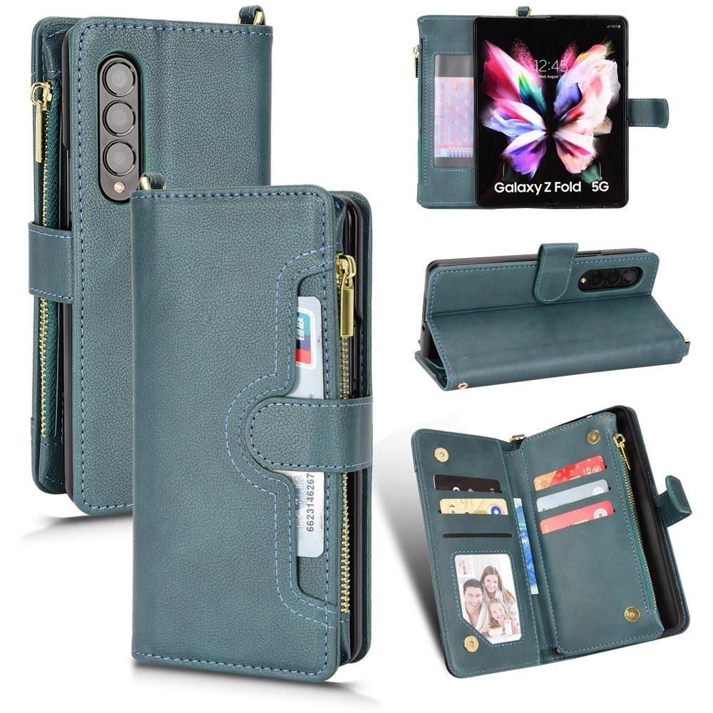 V562-D203995300ADE-202504292043-01 For Samsung Galaxy z Fold4 5G Zipper Leather Phone Case with Litchi Texture - Purple - Image 2