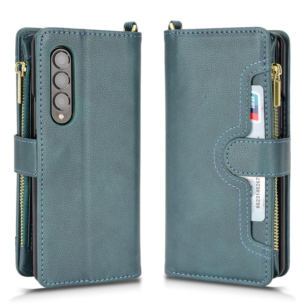 V562-D203995300ADE-202504292043-02 For Samsung Galaxy z Fold4 5G Zipper Leather Phone Case with Litchi Texture - Purple - Image 3