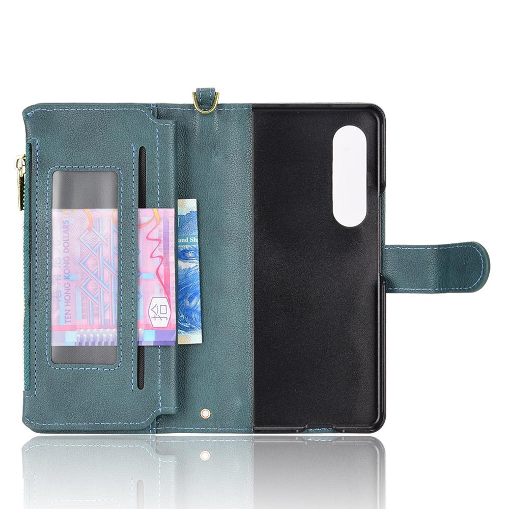 V562-D203995300ADE-202504292043-03 For Samsung Galaxy z Fold4 5G Zipper Leather Phone Case with Litchi Texture - Purple - Image 4