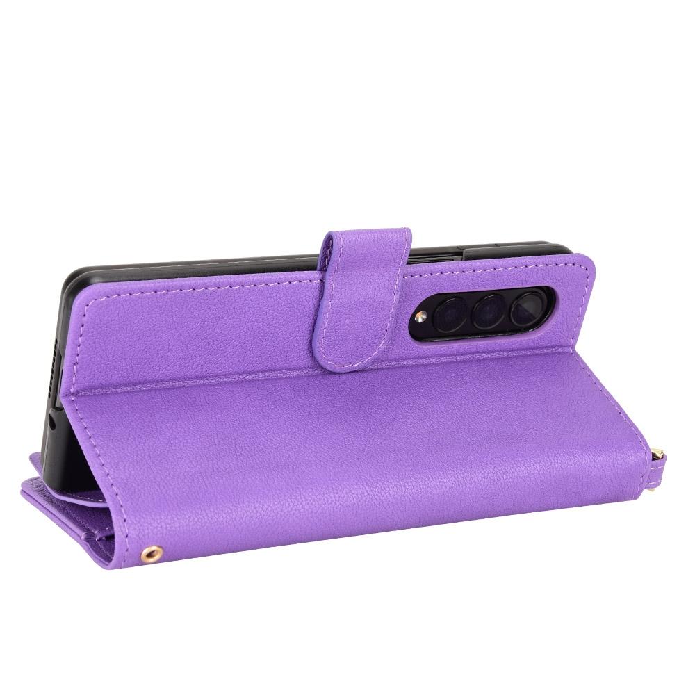 V562-D203995300ADE-202504292043-10 For Samsung Galaxy z Fold4 5G Zipper Leather Phone Case with Litchi Texture - Purple - Image 11