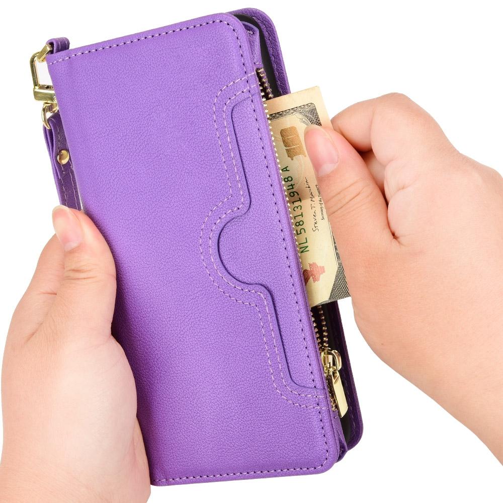 V562-D203995300ADE-202504292043-12 For Samsung Galaxy z Fold4 5G Zipper Leather Phone Case with Litchi Texture - Purple - Image 13