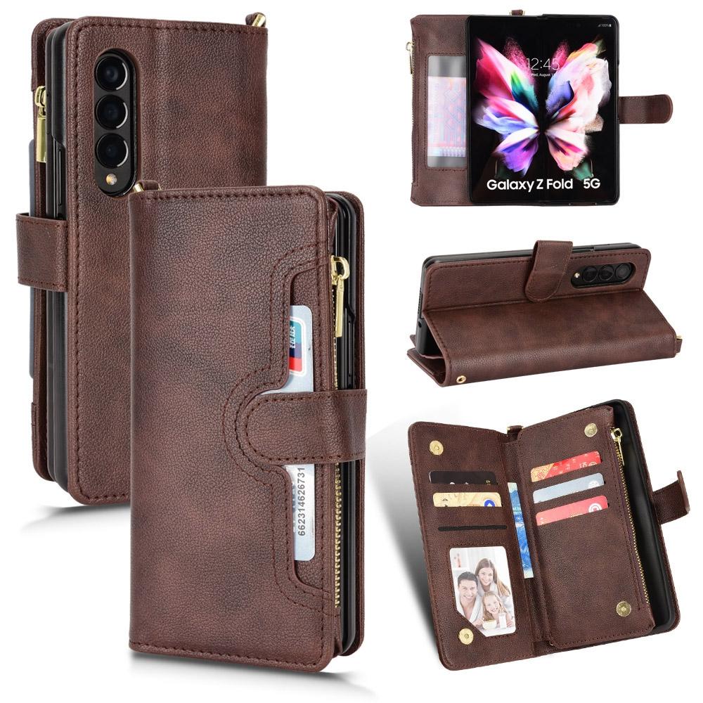 V562-D203995300ADE-202504292043-14 For Samsung Galaxy z Fold4 5G Zipper Leather Phone Case with Litchi Texture - Purple - Image 15