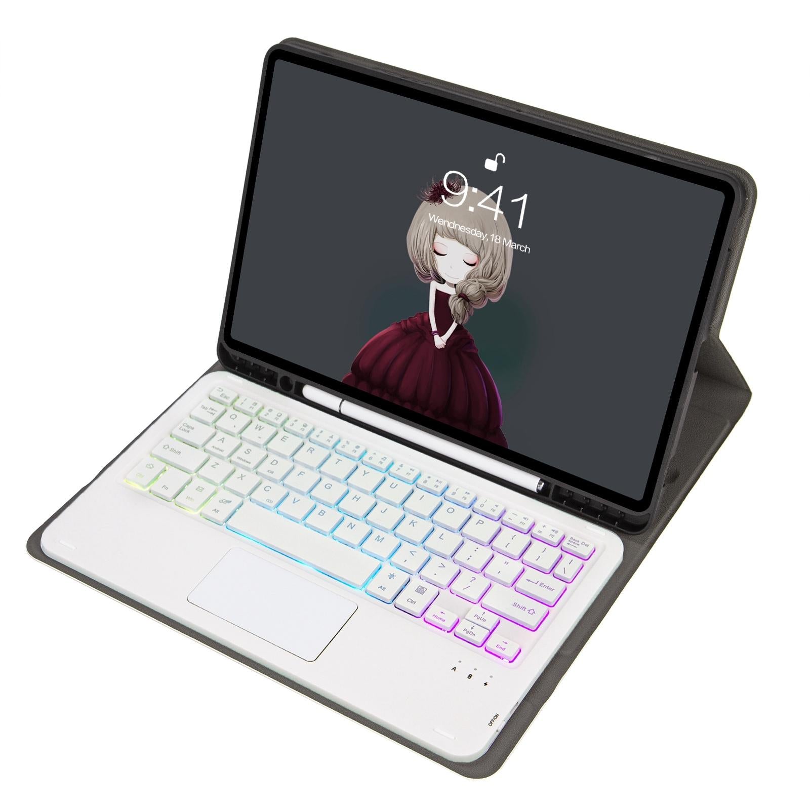 V562-D208510300ADE-202504291846-04 Bluetooth Keyboard Leather Tablet Case For Ipad 10.2 / 10.5 / Air 2019 With Touch Pad & Pen Slot - Blue - Image 5