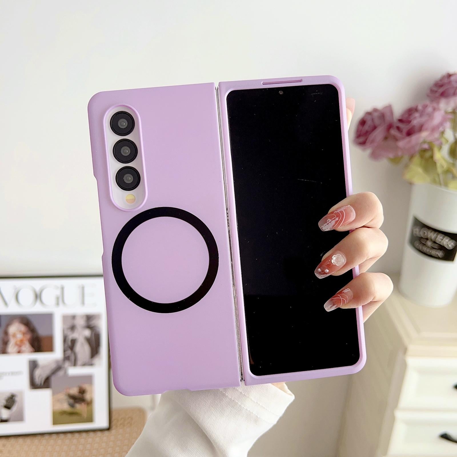 V562-D209933400ADE-202505221906-08 For Samsung Galaxy Z Fold4 5G Shockproof Magnetic Phone Case - Skin Protection - Purple - Image 9