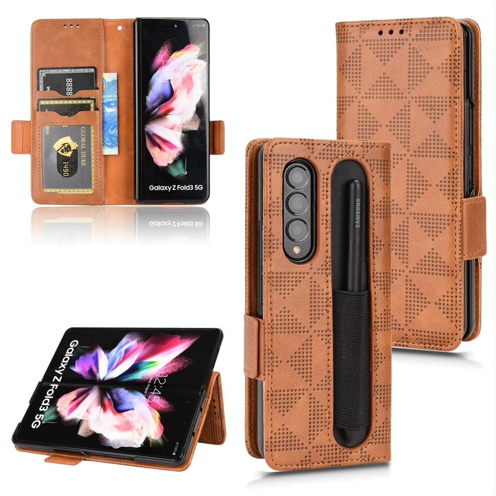 V562-D302583400ADE-202503211310-01 For Samsung Galaxy Z Fold4 5G Symmetrical Leather Triangle Phone Case - Purple - Image 2