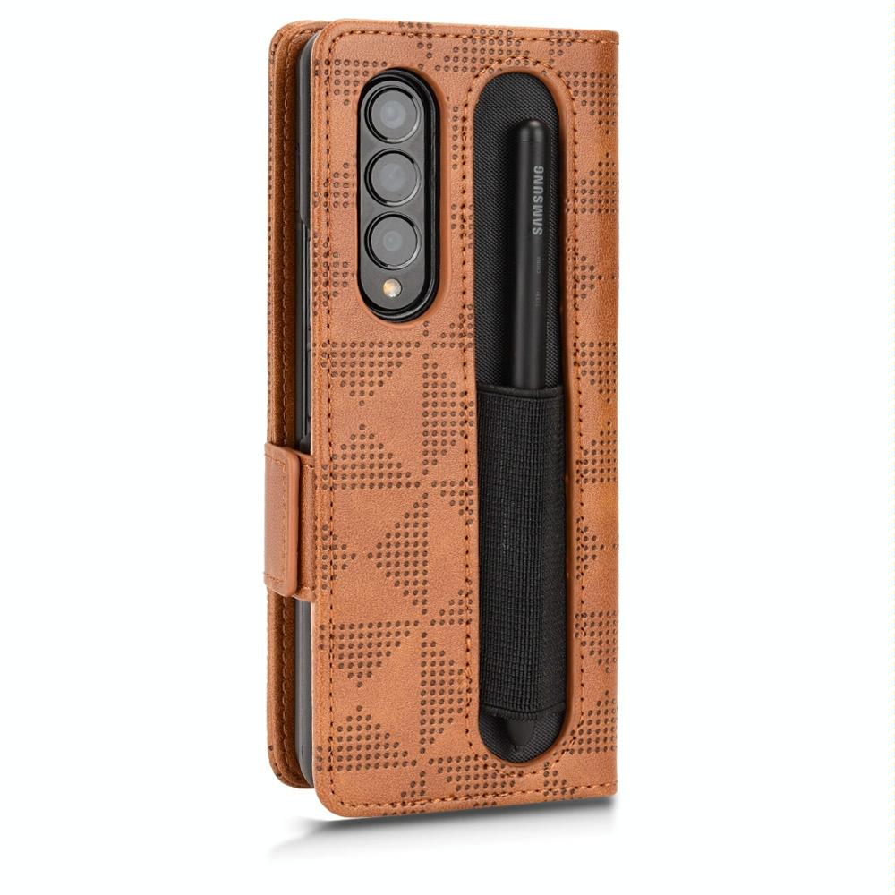 V562-D302583400ADE-202503211310-03 For Samsung Galaxy Z Fold4 5G Symmetrical Leather Triangle Phone Case - Purple - Image 4