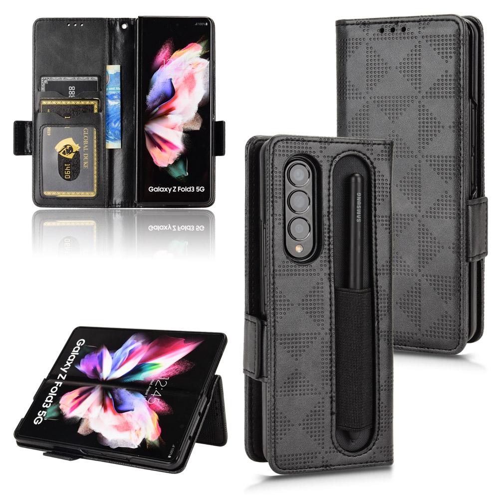 V562-D302583400ADE-202503211310-08 For Samsung Galaxy Z Fold4 5G Symmetrical Leather Triangle Phone Case - Purple - Image 9