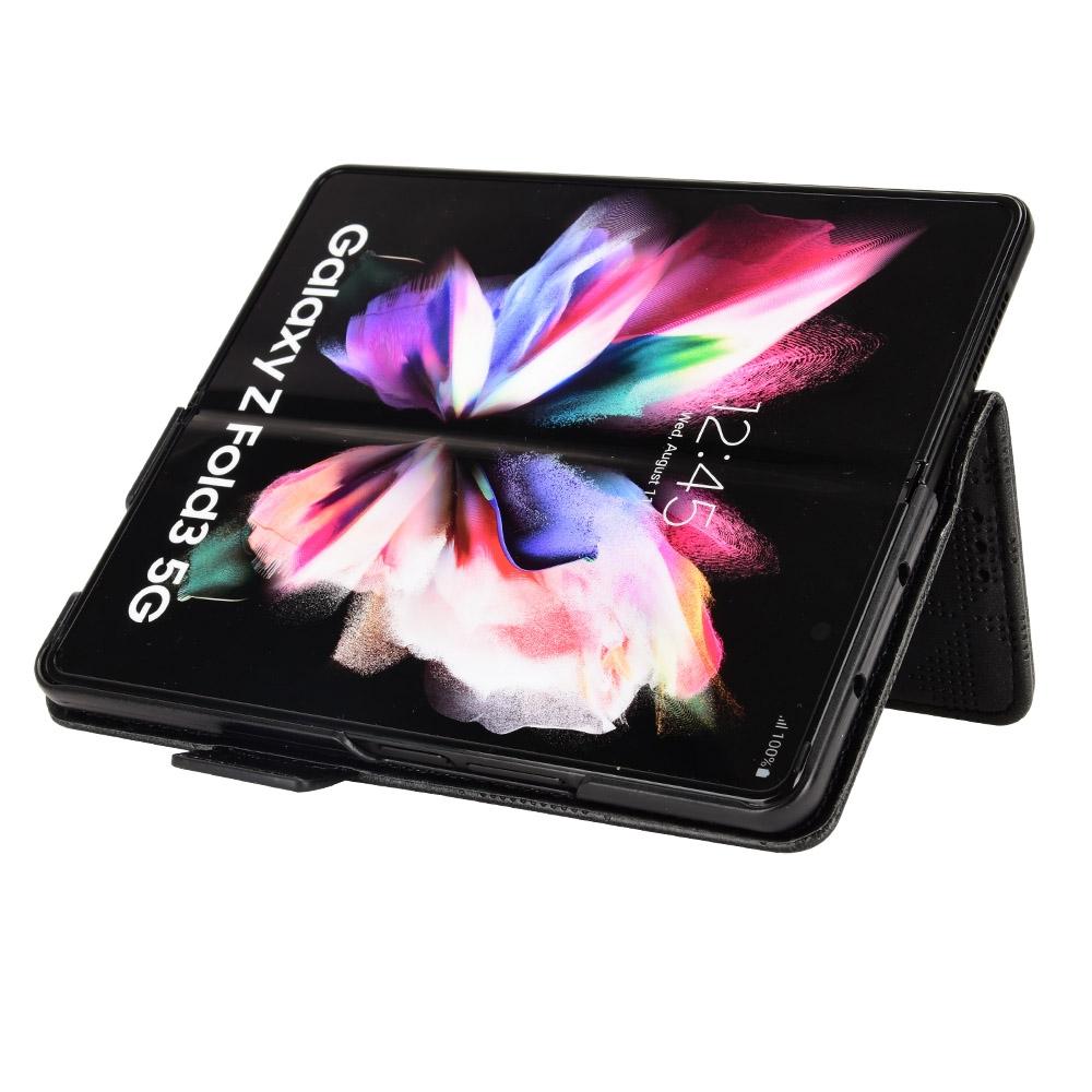 V562-D302583400ADE-202503211310-12 For Samsung Galaxy Z Fold4 5G Symmetrical Leather Triangle Phone Case - Purple - Image 13