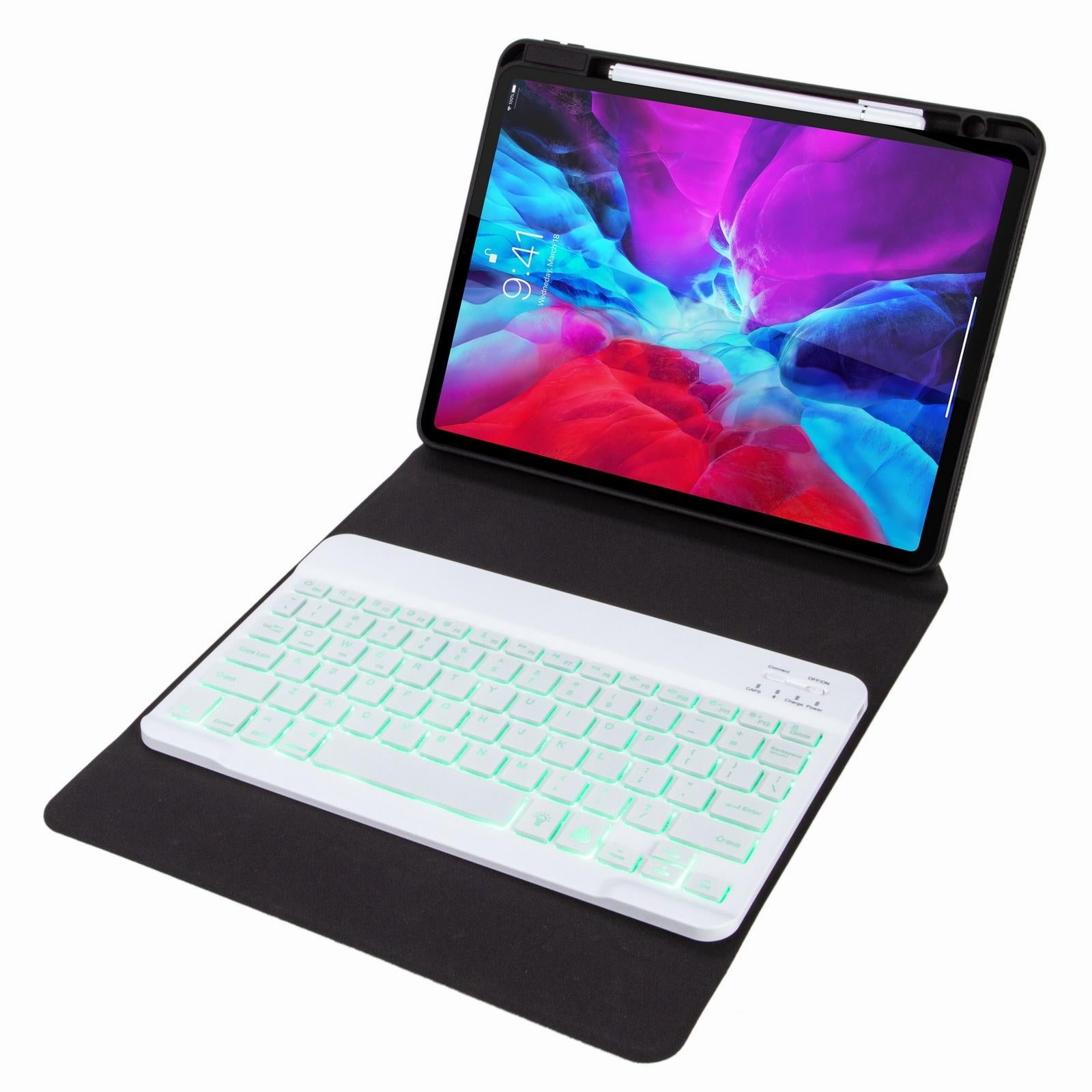 V562-D304064200ADE-202504292013-05 Bluetooth Keyboard Leather Case For Ipad Pro 11 With Three-Fold Holder & Backlight - Black - Image 6