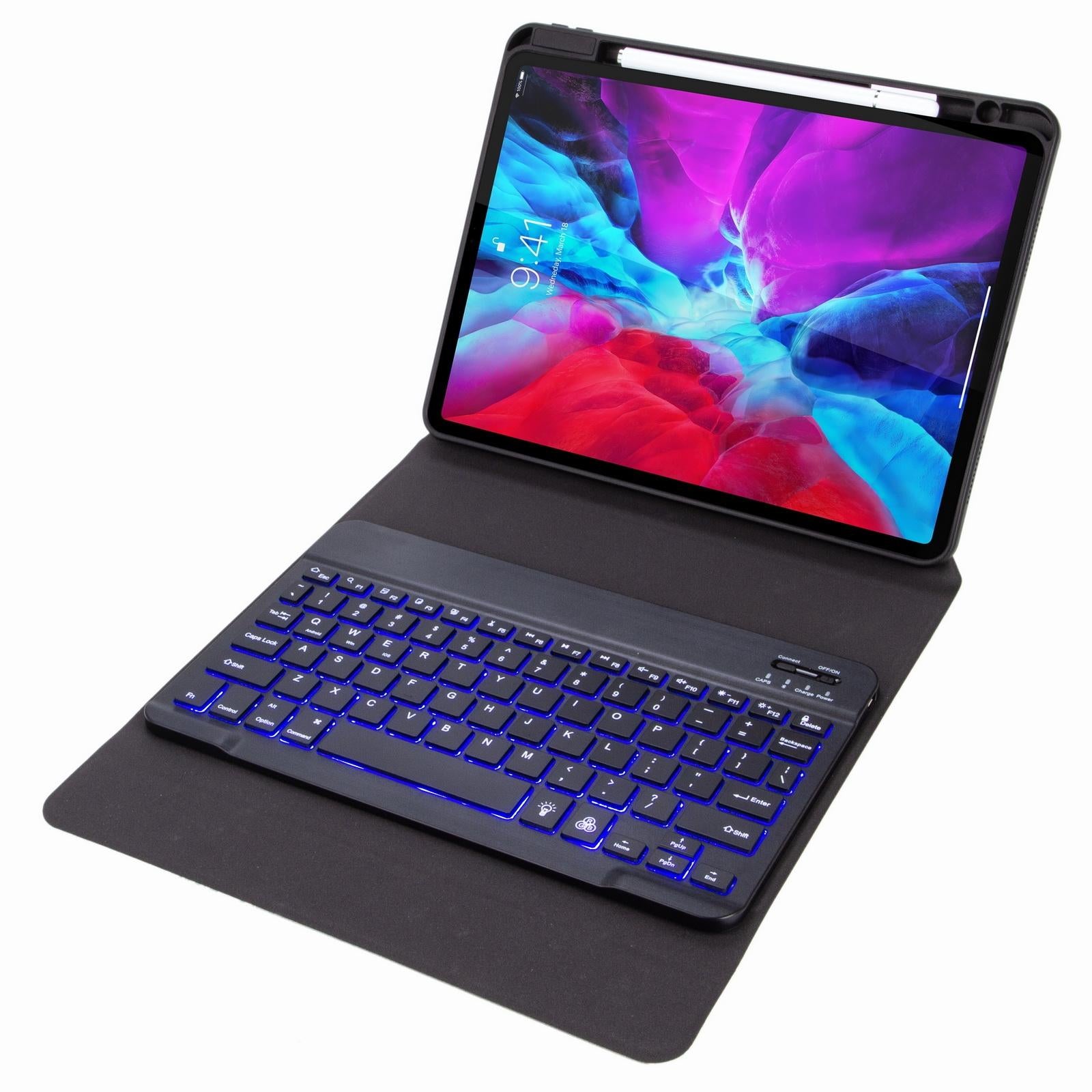 V562-D304064200ADE-202504292013-11 Bluetooth Keyboard Leather Case For Ipad Pro 11 With Three-Fold Holder & Backlight - Black - Image 12