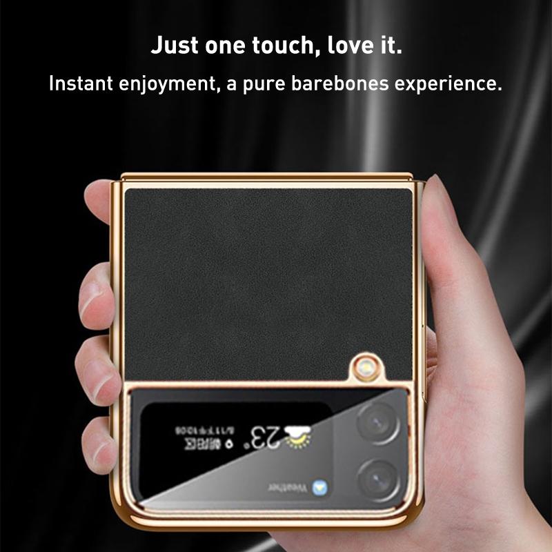 V562-D600483500ADE-202504292106-01 For Samsung Galaxy z Fold4 5G Foldable Lambskin Phone Case - Electroplated - Grey - Image 2
