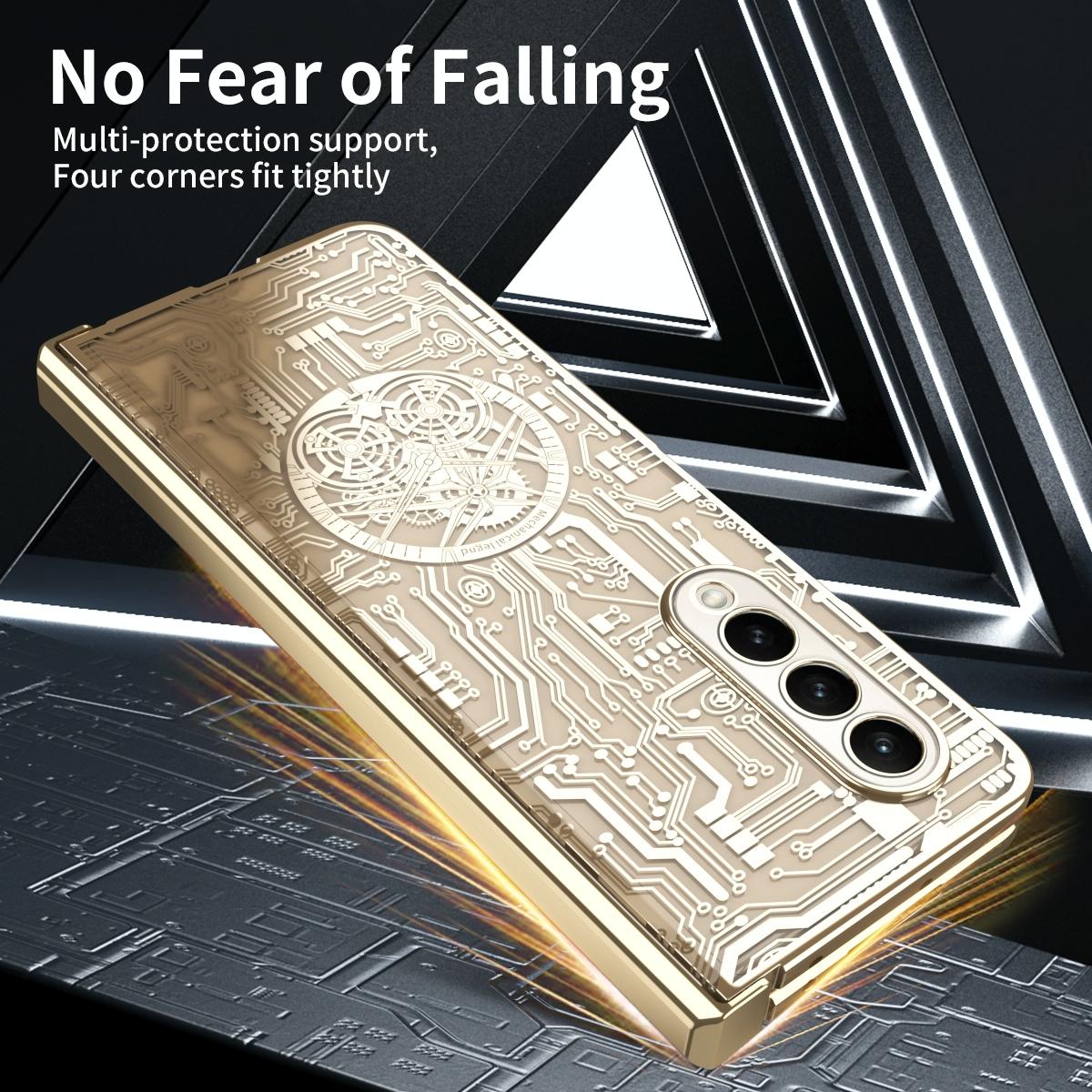 V562-E100563400ADE-202504292110-10 For Samsung Galaxy Z Fold4 5G Foldable Electroplated Phone Case - Mechanical Legend 4. - Black - Image 11