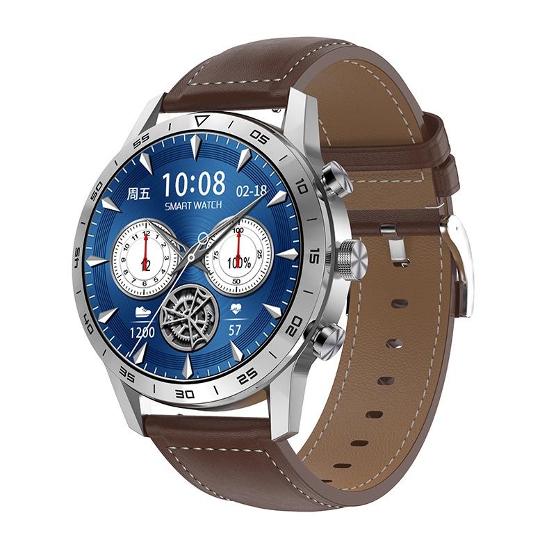 V562-E1019532060DBT-202504252046-00 Smart Dual Display Analog Digital Call Watch - Silver Leather - Image 1