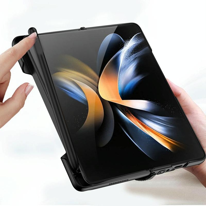 V562-E104057300ADE-202503211316-03 For Samsung Galaxy Z Fold4 5G Foldable Phone Case With Magnetic Closure And Pen Slot - Compact And Convenient - Silver - Image 4