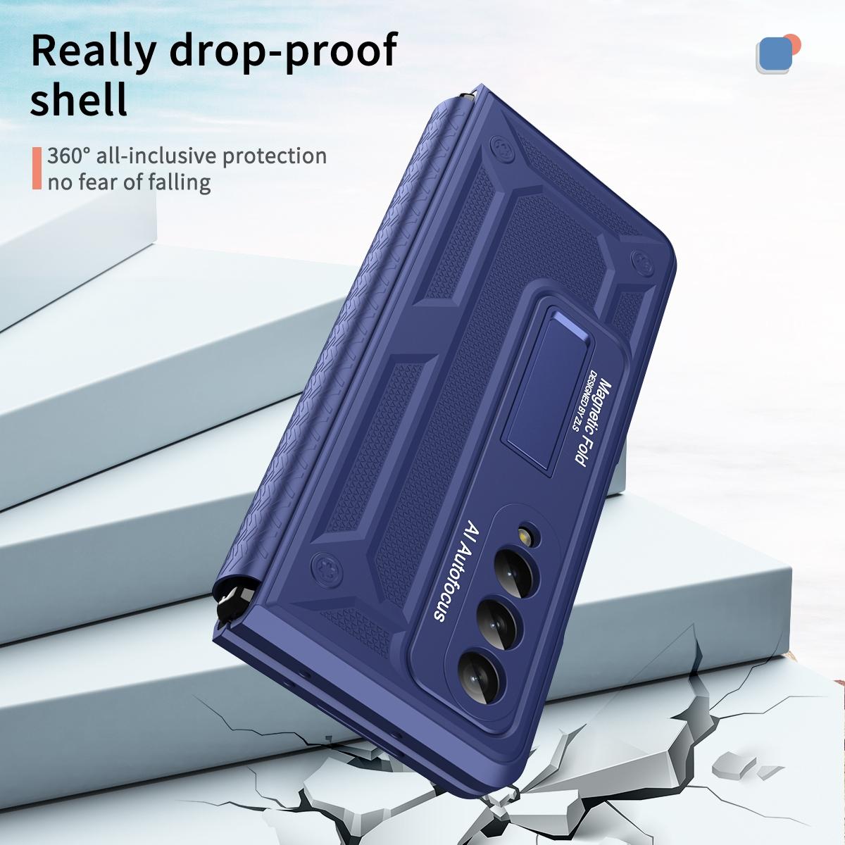 V562-E104353400ADE-202504292111-04 For Samsung Galaxy Z Fold4 5G Telescopic Hinge Foldable Phone Case With Stand - Purple - Image 5