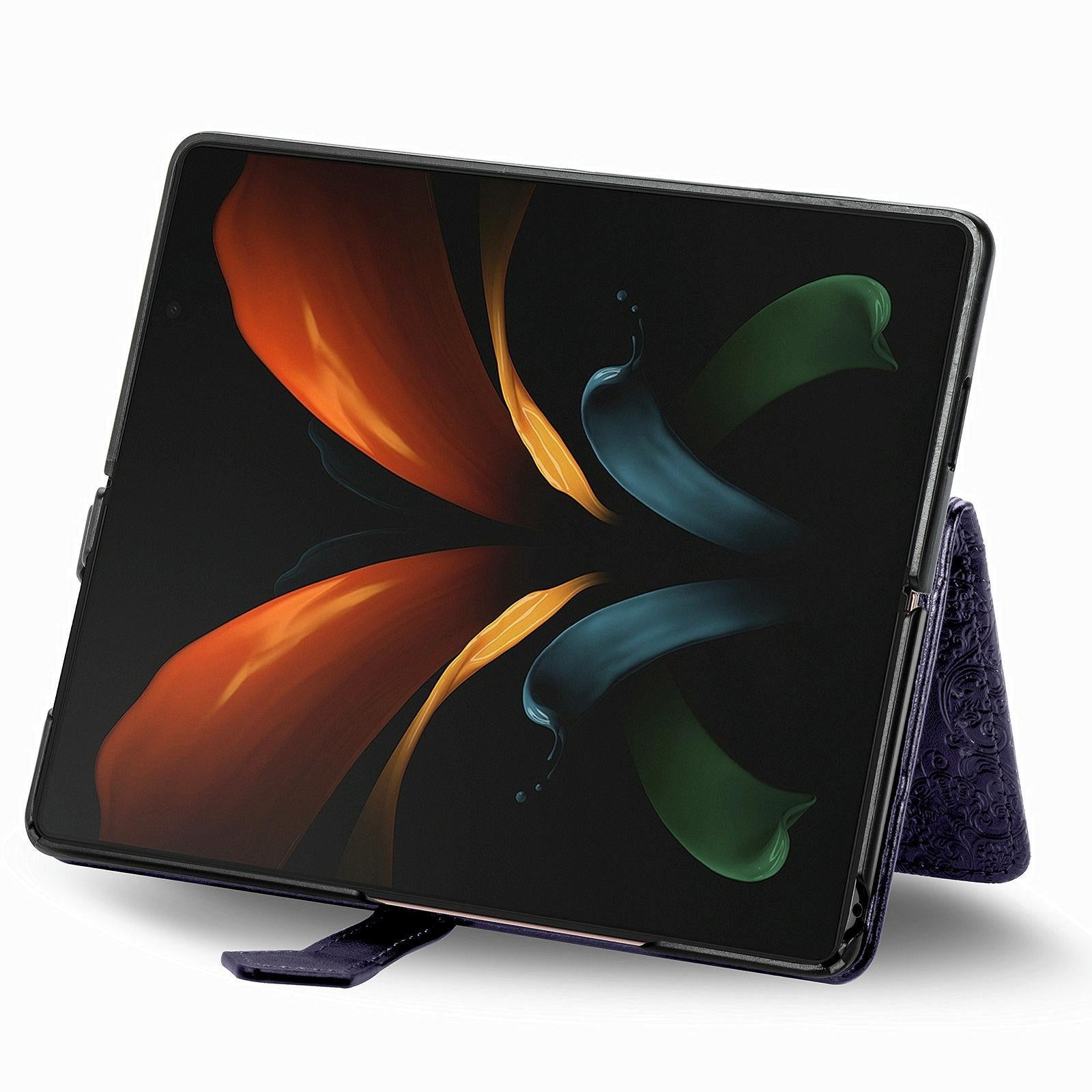 V562-E106859100AYS-202503211406-10 For Samsung Galaxy Z Fold4 5G Embossed Mandala Leather Phone Case - Gray - Image 11