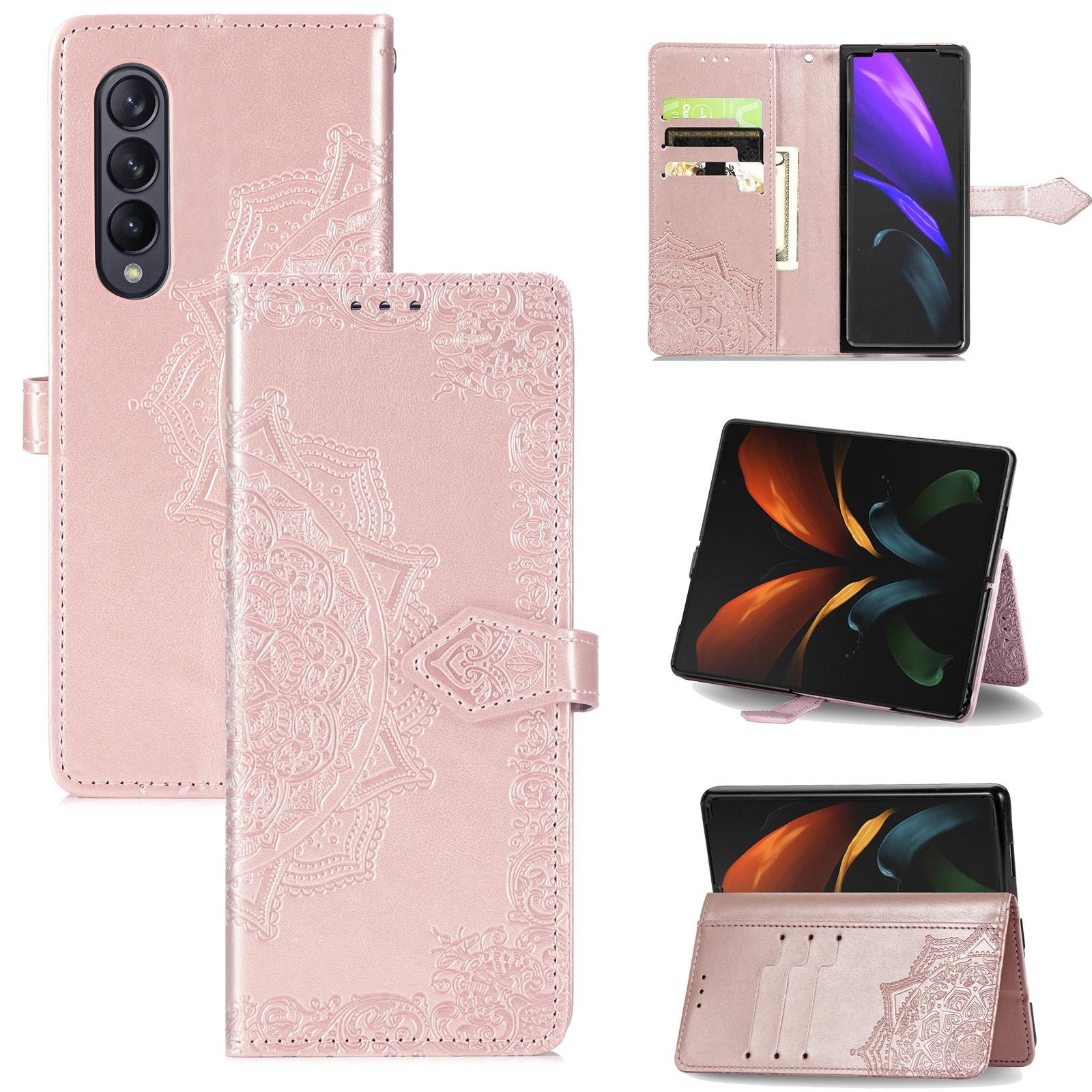 V562-E106859100AYS-202503211406-12 For Samsung Galaxy Z Fold4 5G Embossed Mandala Leather Phone Case - Gray - Image 13