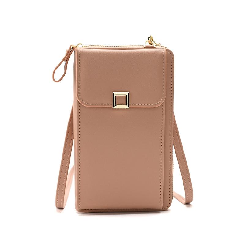 V562-E1073092060DBT-202505191712-00 Women Cross Body Phone Purse With Long Strap - Apricot - Image 1