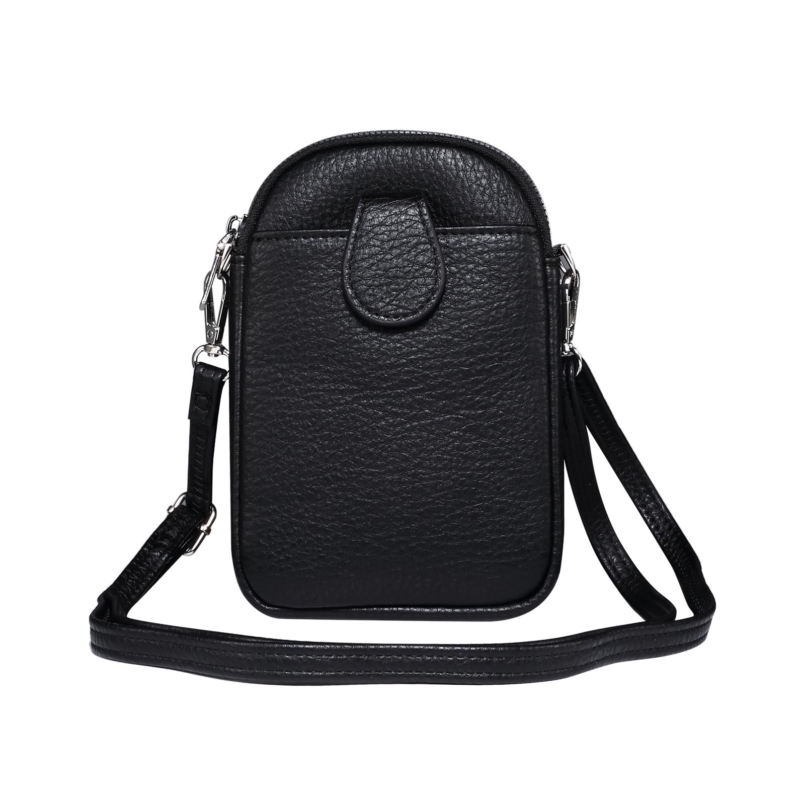 V562-E107672600ADE-202509011154-00 Litchi Texture Phone Crossbody Bag Leather Case For 5.5 Inch - 7.2 Inch Phones - Black - Image 1