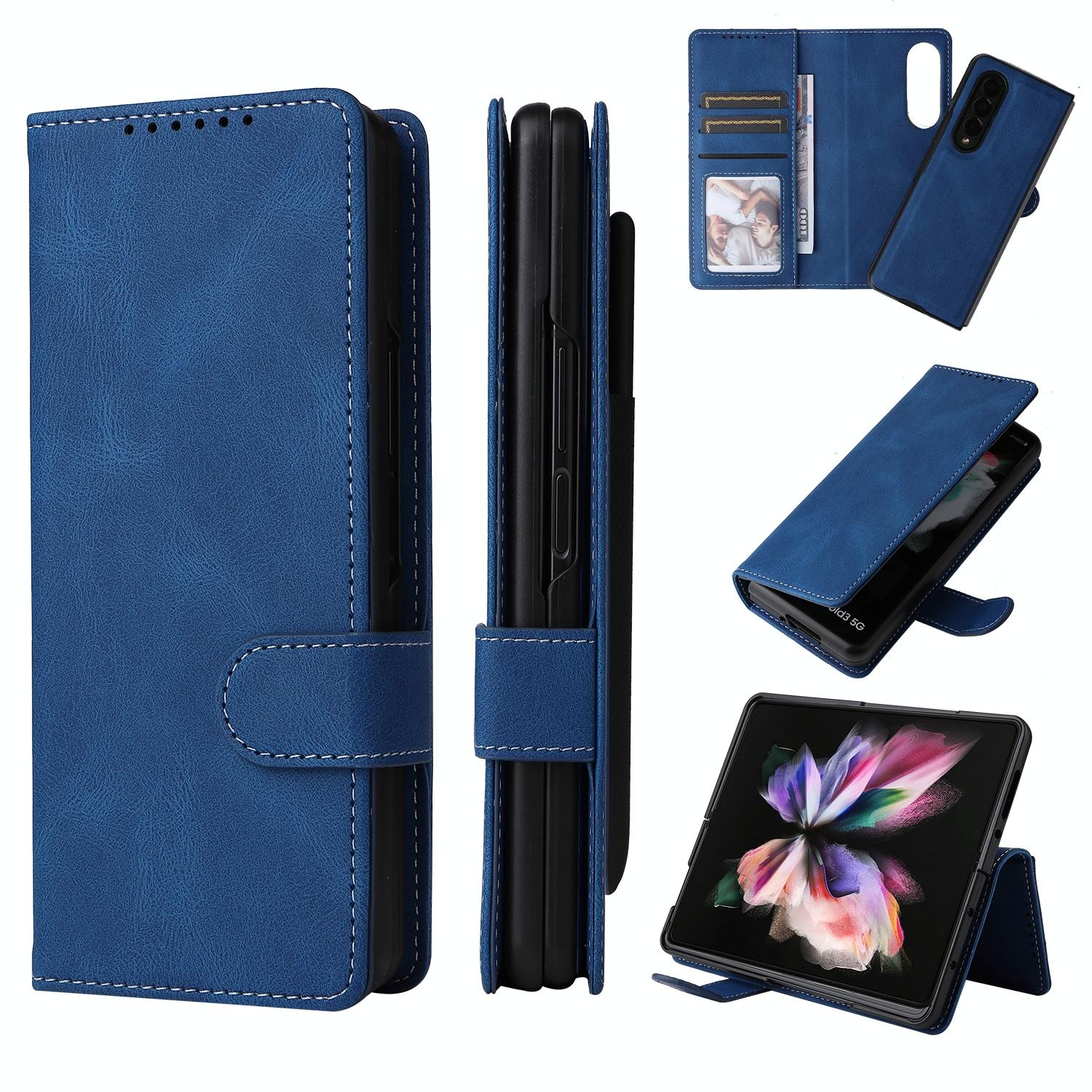 V562-E109206300ADE-202503211353-07 For Samsung Galaxy Z Fold4 5G Foldable Leather Case - Detachable - Blue - Image 8