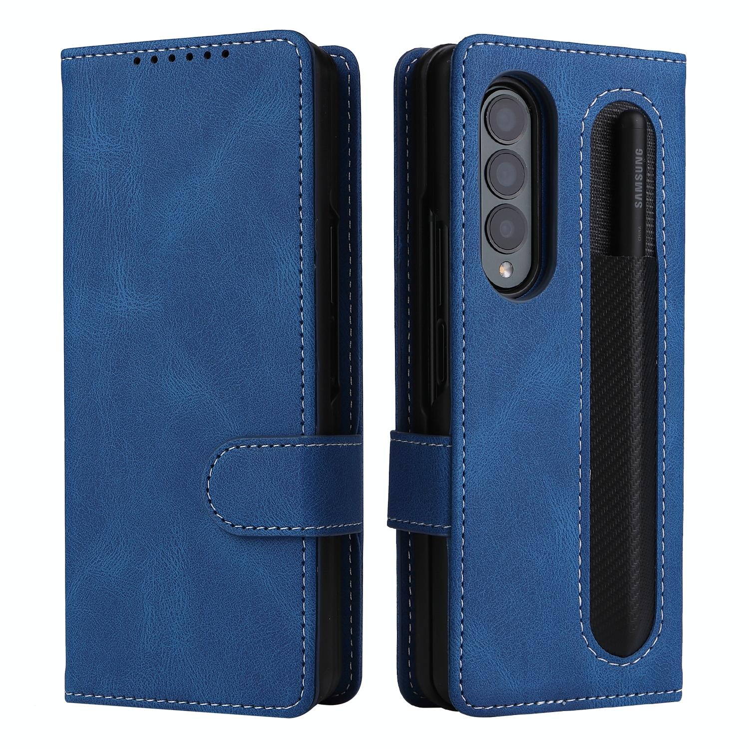 V562-E109206300ADE-202503211353-08 For Samsung Galaxy Z Fold4 5G Foldable Leather Case - Detachable - Blue - Image 9