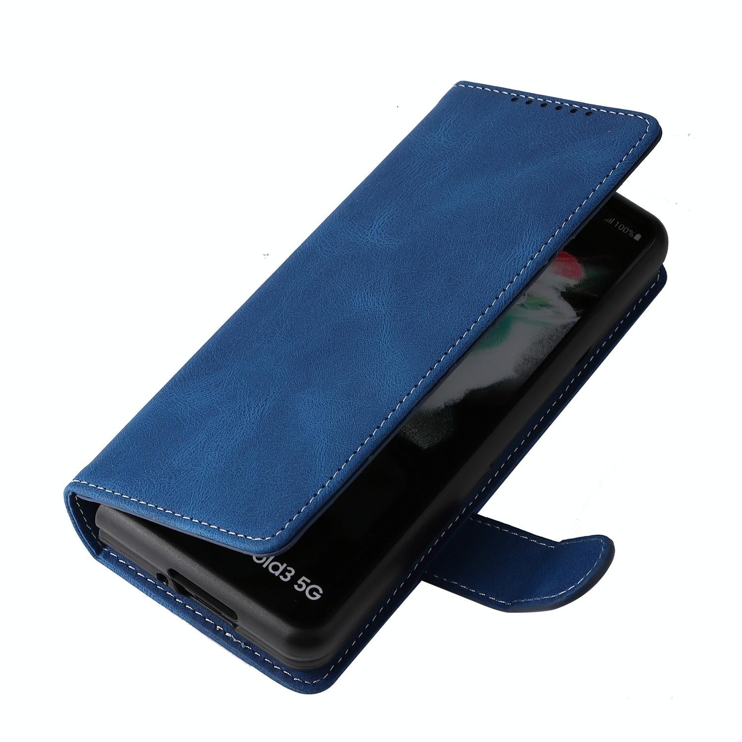 V562-E109206300ADE-202503211353-09 For Samsung Galaxy Z Fold4 5G Foldable Leather Case - Detachable - Blue - Image 10