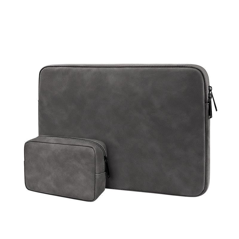 V562-E2044833060DBT-202504022106-07 Lightweight Waterproof Lambskin Laptop Sleeve - Fits 14.1-15.4 Inches - Gray With Bag - Image 8