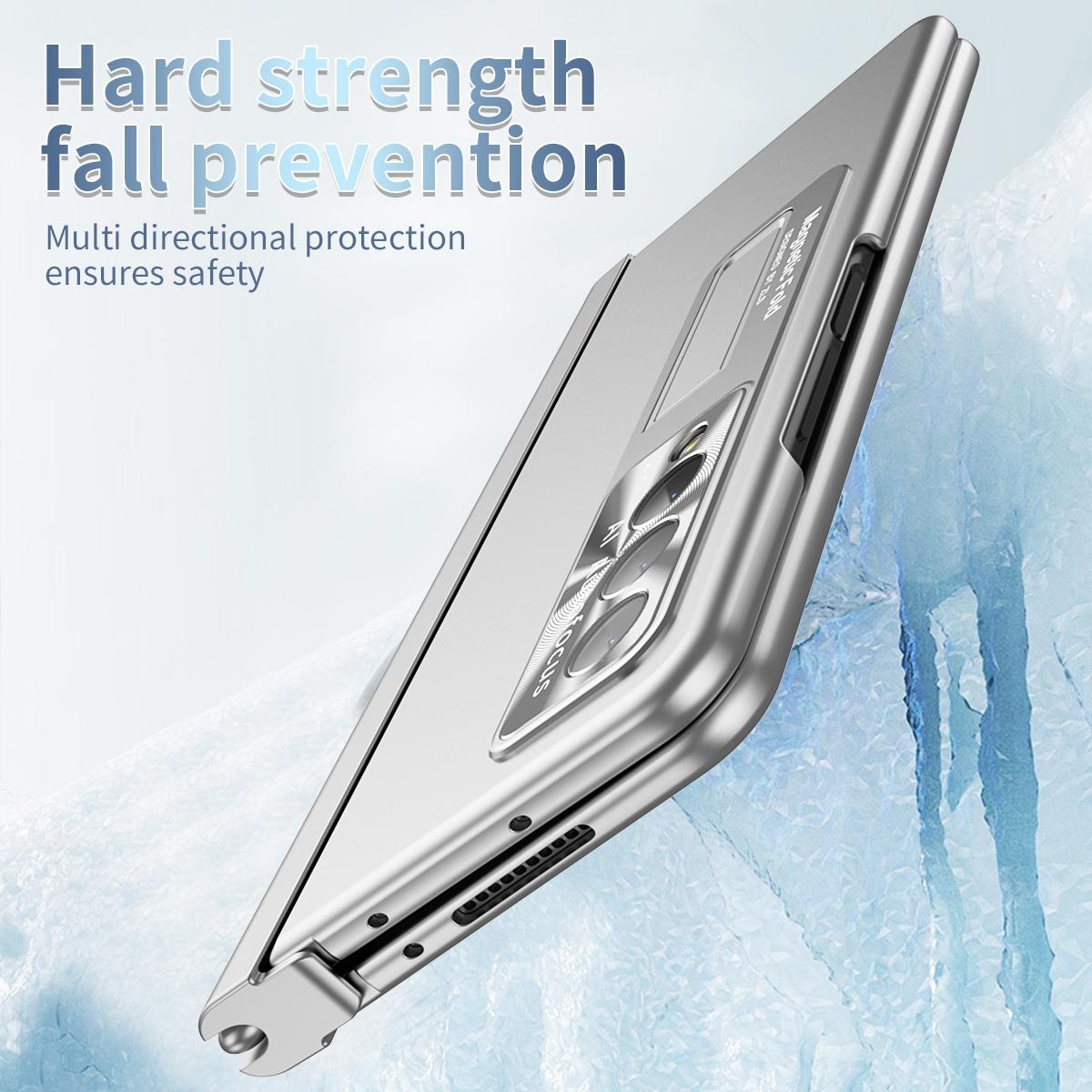 V562-E205550400ADE-202503211416-06 For Samsung Galaxy Z Fold4 5G Foldable Phone Case With Pen Slot - Electroplated - Silver - Image 7