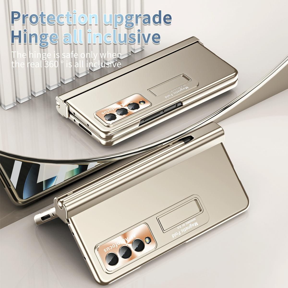V562-E205550400ADE-202503211416-08 For Samsung Galaxy Z Fold4 5G Foldable Phone Case With Pen Slot - Electroplated - Silver - Image 9