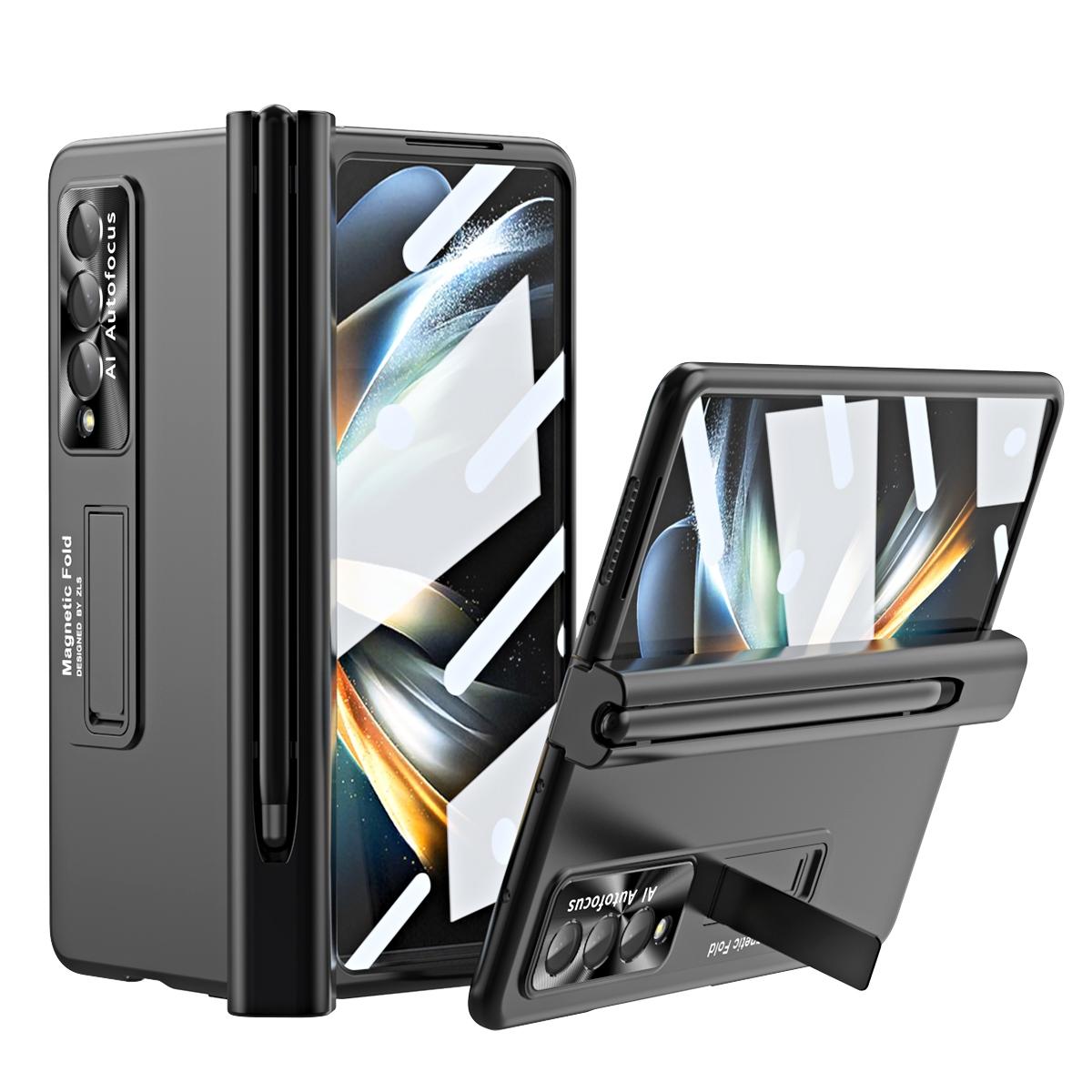 V562-E205550400ADE-202503211416-13 For Samsung Galaxy Z Fold4 5G Foldable Phone Case With Pen Slot - Electroplated - Silver - Image 14