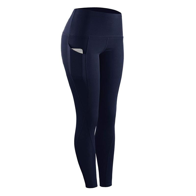 V562-E3006975140DBT-202503262010-00 High Waist Slim Sports Leggings Women Tight Sportswear Size L - Navy Blue - Image 1