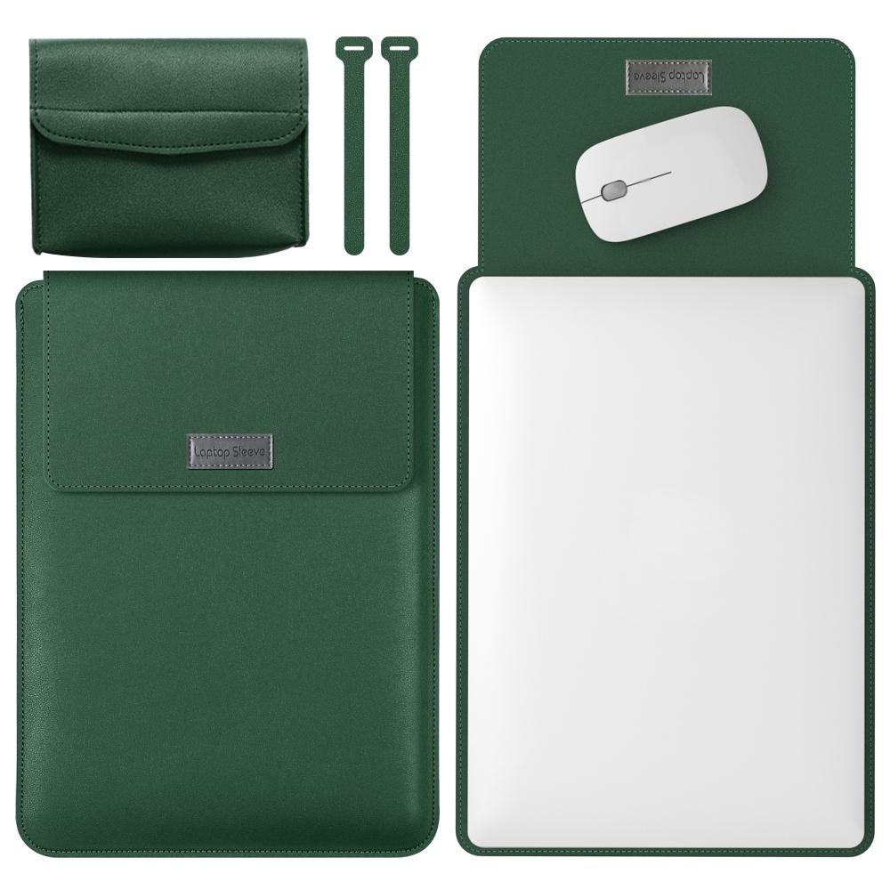 V562-E303402300ADE-202504022045-14 Lightweight Leather Computer Bag - 4-in-1 Portable - Fits 15.4 / 15.6 / 16.1 Inches - Dark Green - Image 15