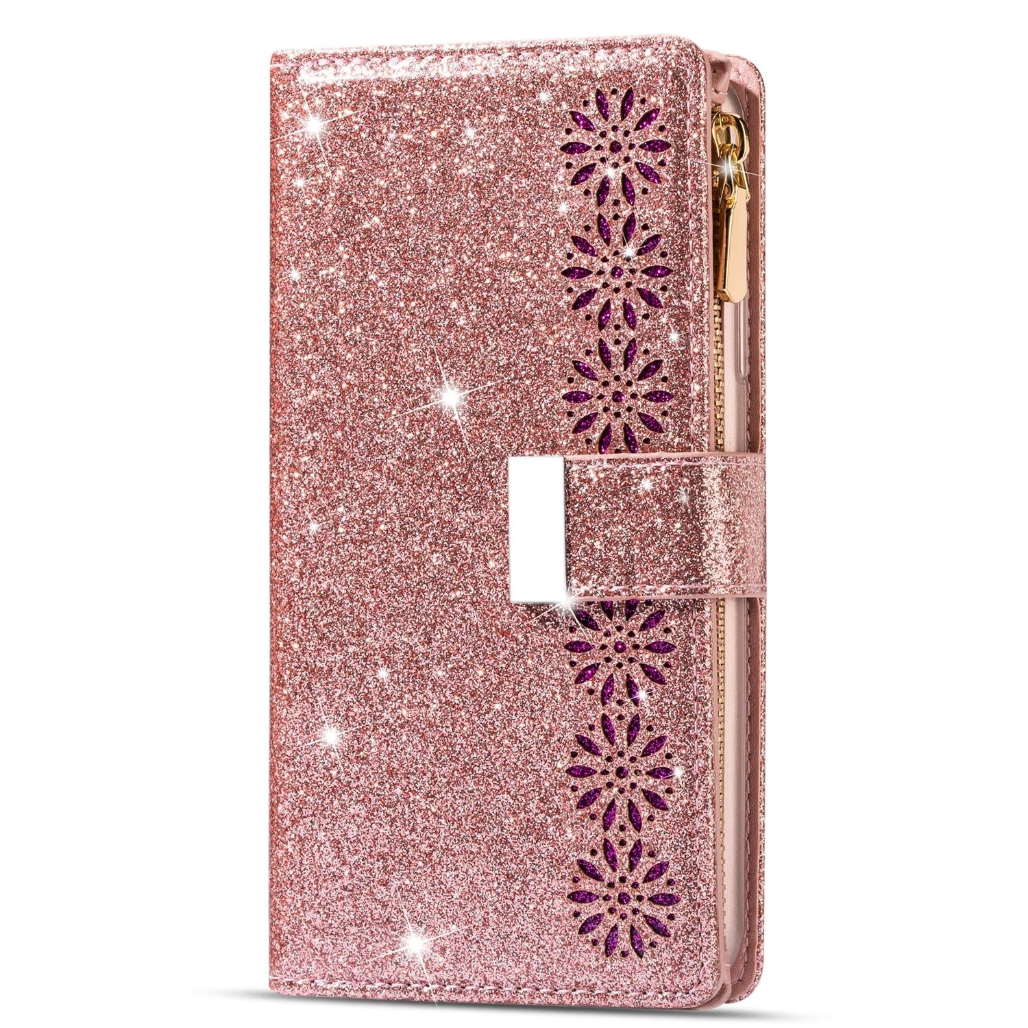 V562-E504564300ADE-202503211426-13 For Samsung Galaxy Z Fold4 5G Sparkling Leather Zip Case - Zipper Closure - Purple - Image 14