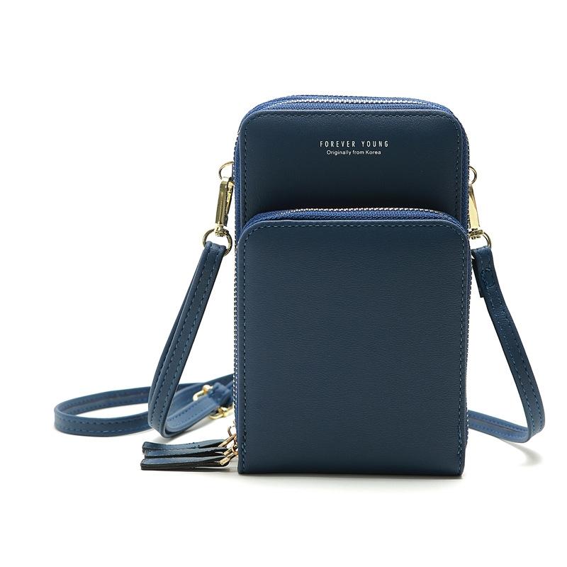 V562-F1002789650DBT-202505191636-00 Women Pu Mobile Phone Shoulder Bag Large Capacity - Dark Blue - Image 1