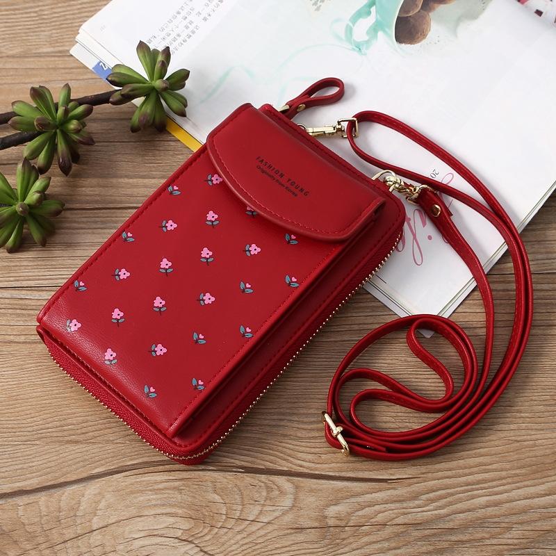 V562-F1017653060DBT-202505191635-00 Floral Multi Card Crossbody Bag For Women - Jujube - Image 1