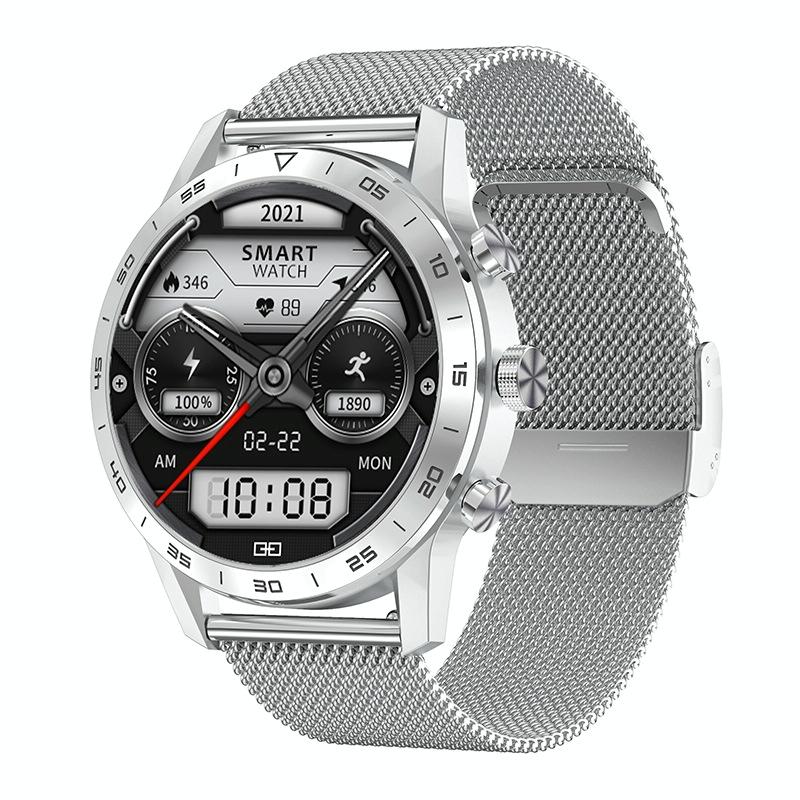 V562-F1019532060DBT-202504252046-00 Smart Dual Display Analog Digital Call Watch - Silver Steel - Image 1