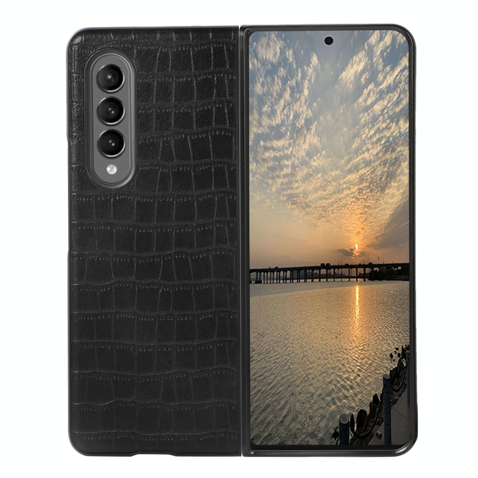 V562-F103370300ADE-202504292053-11 For Samsung Galaxy Z Fold4 5G Foldable Crocodile Texture Phone Case - Pu Leather - Dark Brown - Image 12