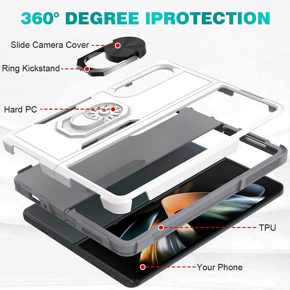 V562-F104869300ADE-226190-05 For Samsung Galaxy Z Fold4 5G Tpu Shockproof Case With Ring - 2 In 1 Design - Purple - Image 6