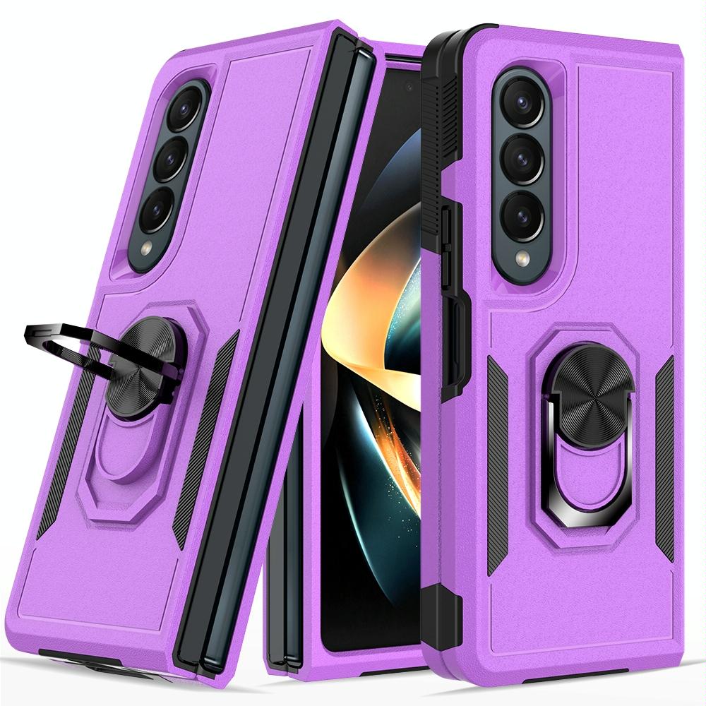 V562-F104869300ADE-226190-08 For Samsung Galaxy Z Fold4 5G Tpu Shockproof Case With Ring - 2 In 1 Design - Purple - Image 9