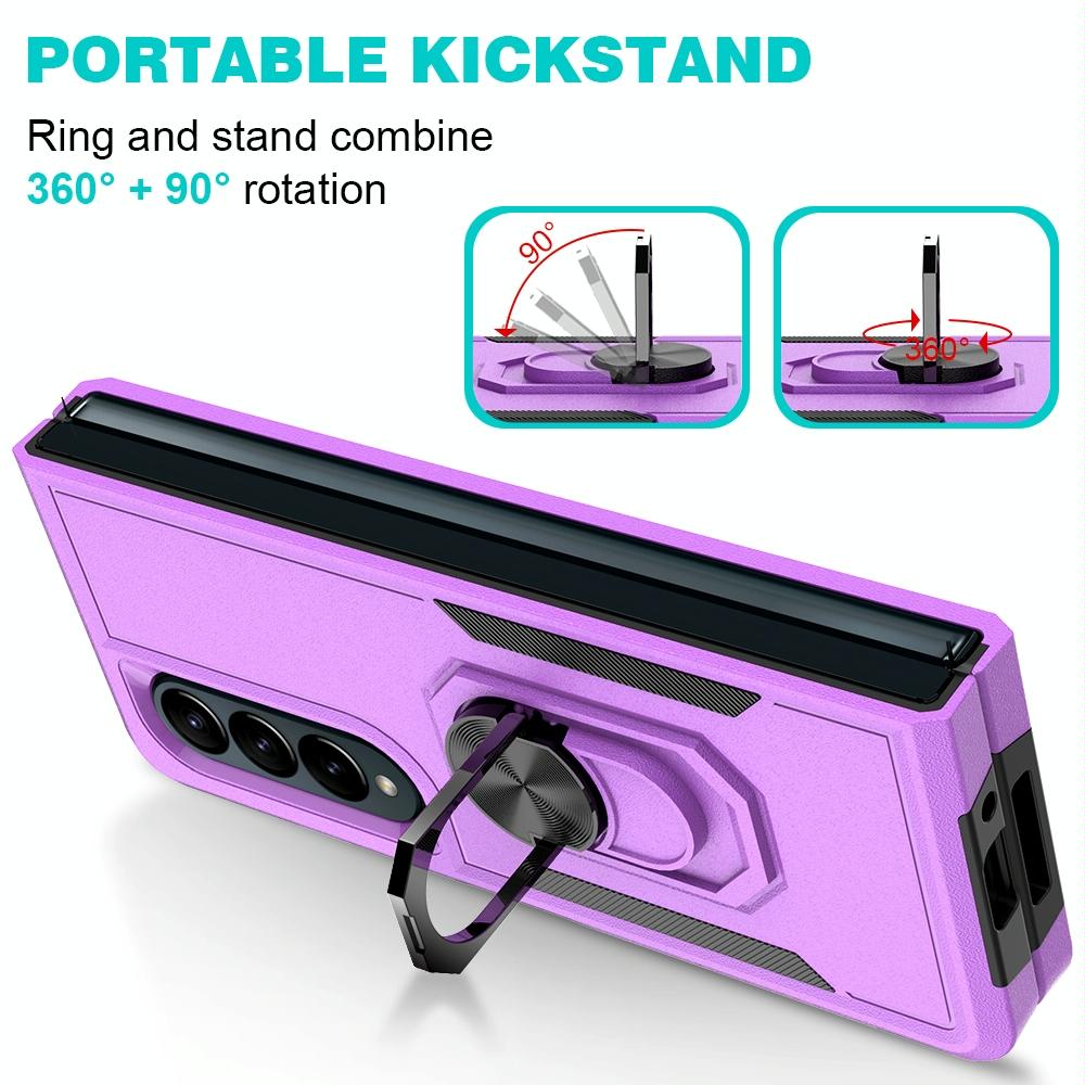 V562-F104869300ADE-226190-09 For Samsung Galaxy Z Fold4 5G Tpu Shockproof Case With Ring - 2 In 1 Design - Purple - Image 10