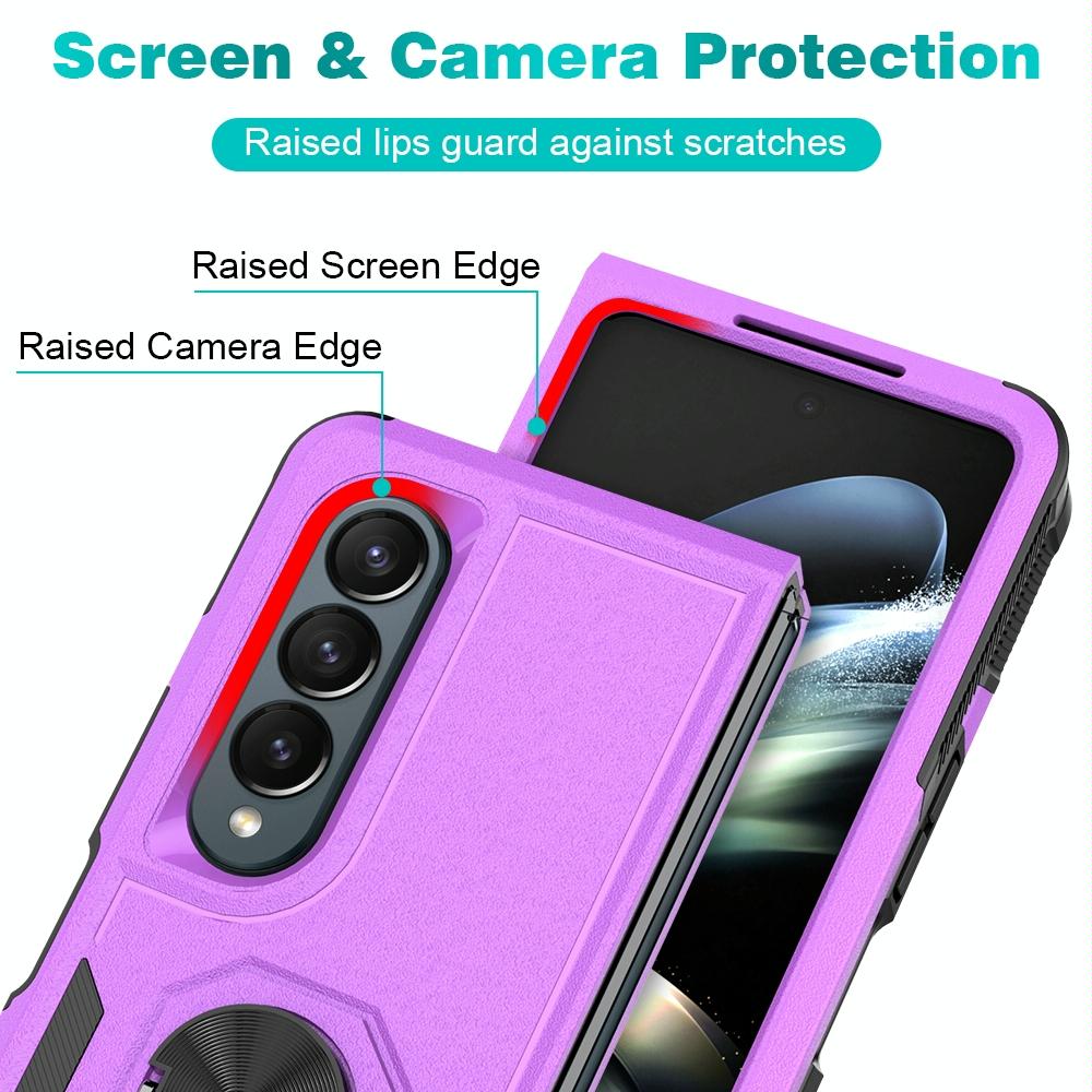 V562-F104869300ADE-226190-12 For Samsung Galaxy Z Fold4 5G Tpu Shockproof Case With Ring - 2 In 1 Design - Purple - Image 13