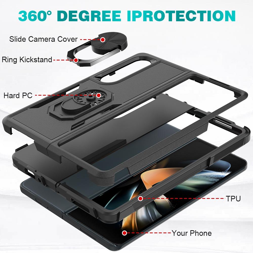 V562-F104869300ADE-226190-15 For Samsung Galaxy Z Fold4 5G Tpu Shockproof Case With Ring - 2 In 1 Design - Purple - Image 16
