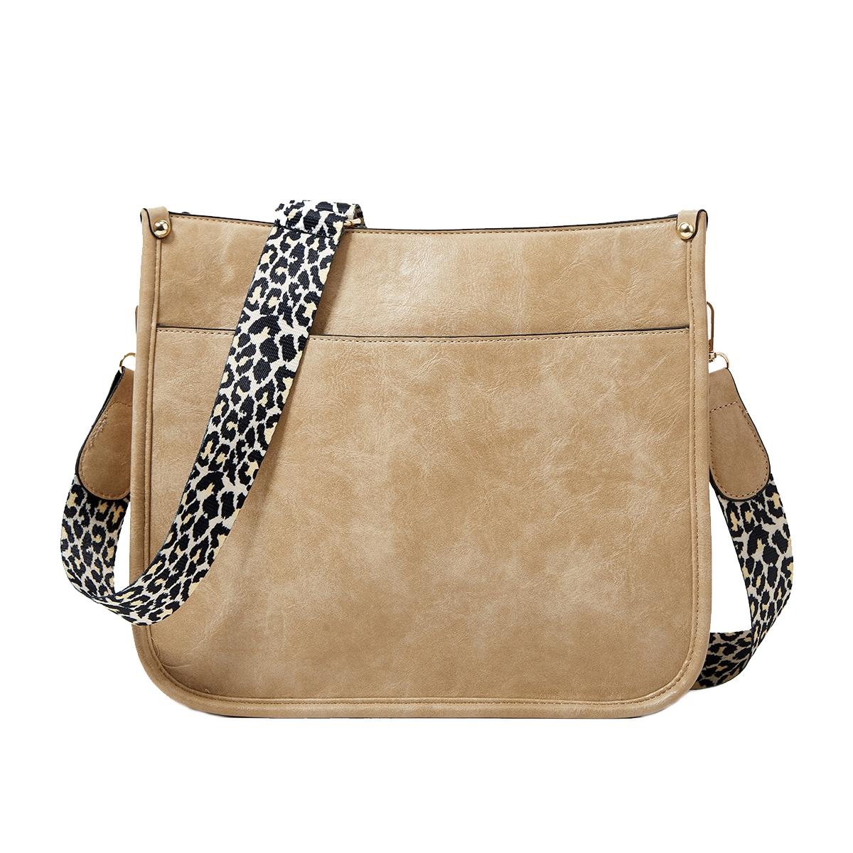 V562-F1084343060DBT-202505191541-00 Leopard Print Waterproof Crossbody Tote Bag - Khaki - Image 1