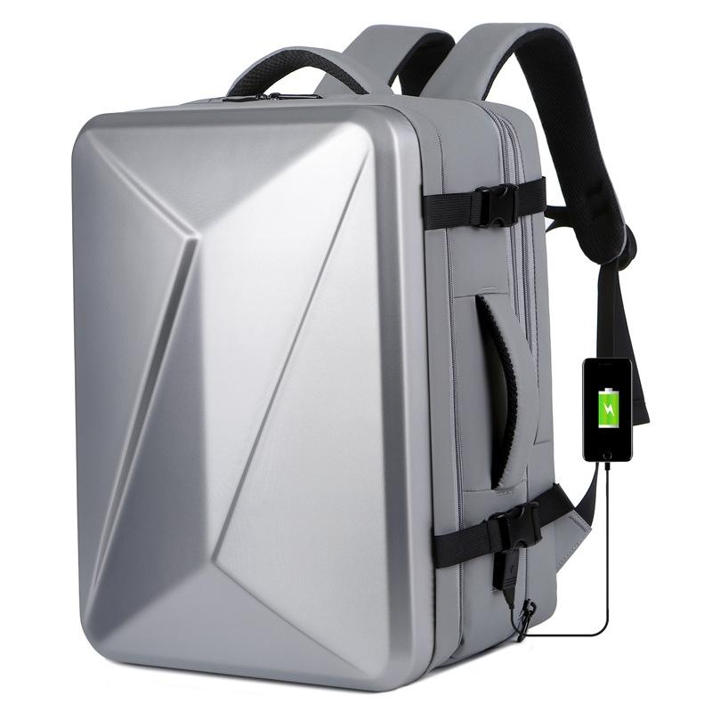 V562-F1093882060DBT-202505271320-00 Waterproof Expandable Hard Shell Backpack with Usb Charging - Large Capacity Black - 162 Light Gray - Image 1