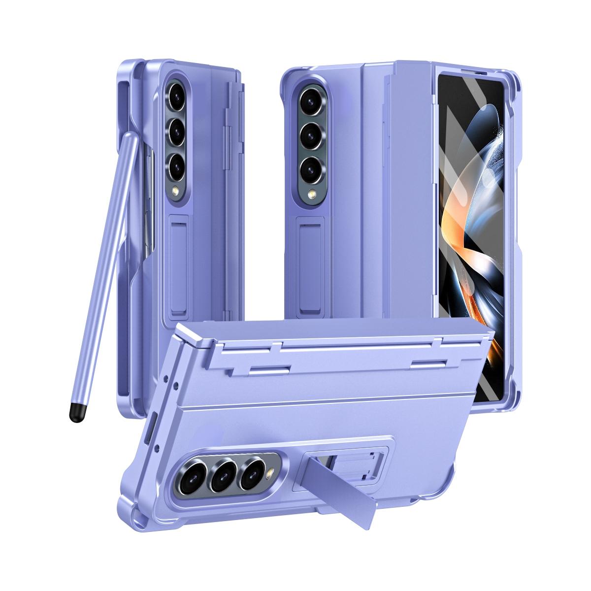 V562-F200093200AYS-202505291213-09 For Samsung Galaxy Z Fold4 5G Shockproof Diamond Case With Hinge And Pen - Purple - Image 10