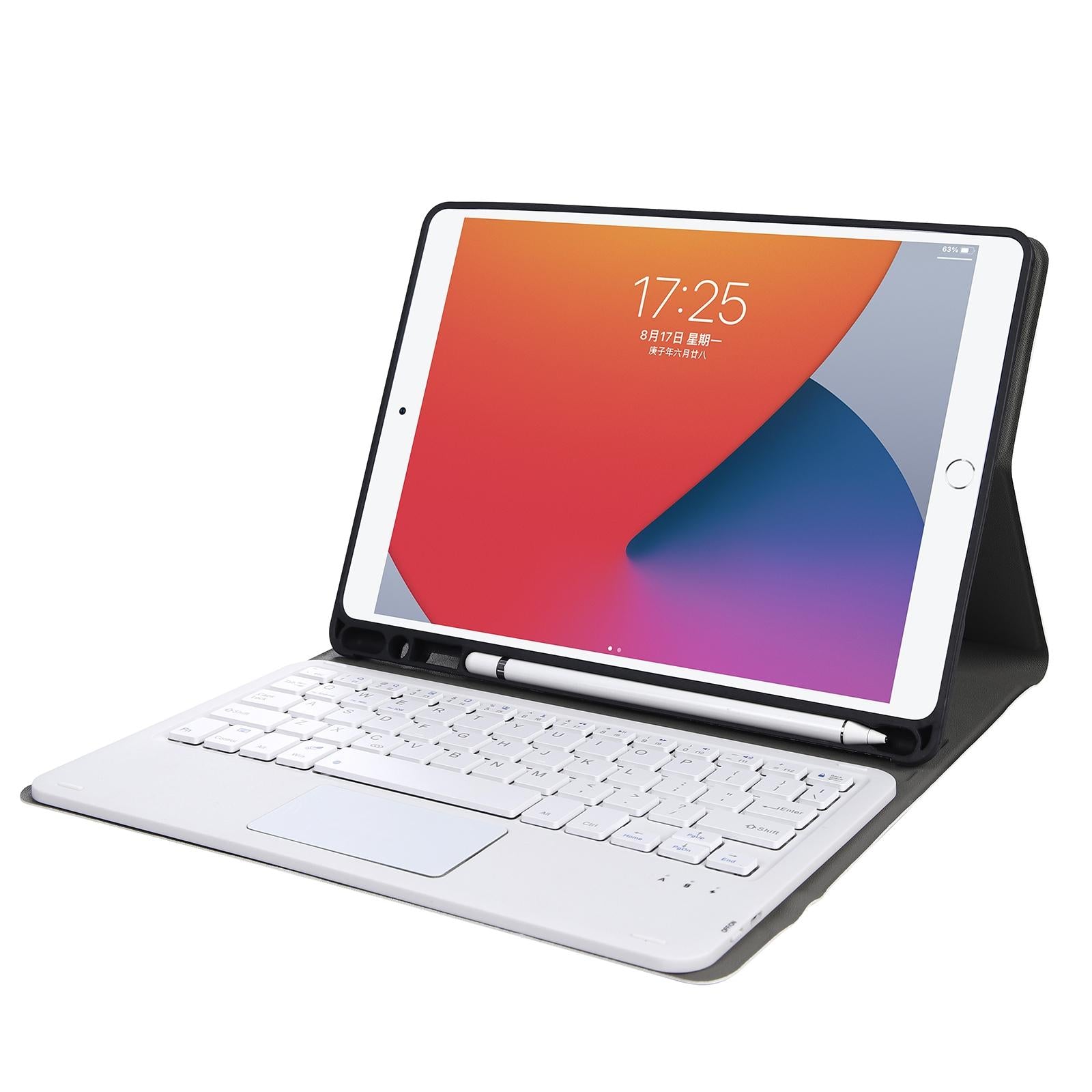 V562-F205893200ADE-202504292005-05 Bluetooth Keyboard Leather Case For Ipad Pro 10.5 With Touch Control - Lambskin Texture Compatible With 10.2 2021 & 2020 & 2019 / Air 3 - Pink - Image 6